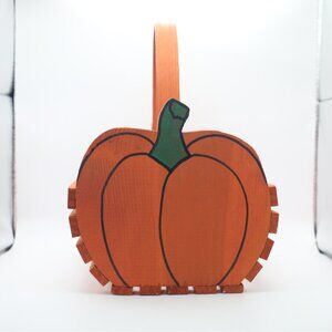 Vintage Wooden Halloween Fall Pumpkin Basket